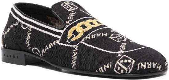 Marni all-over logo-jacquard loafers Black