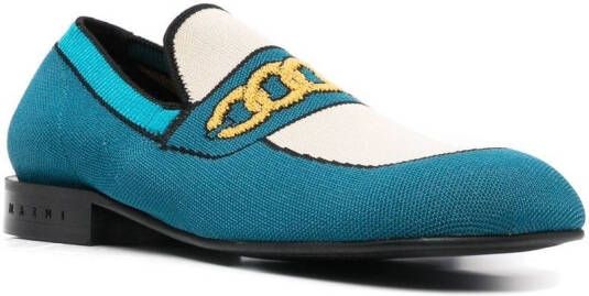 Marni almond-toe knitted loafers Blue