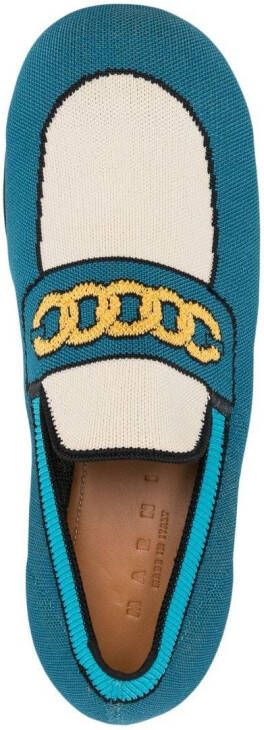 Marni almond-toe knitted loafers Blue