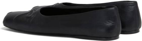 Marni bow-embossed leather ballerina shoes Black