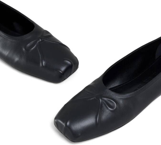 Marni bow-embossed leather ballerina shoes Black