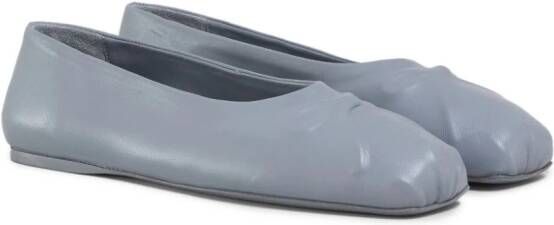 Marni bow-embossed leather ballerina shoes Grey