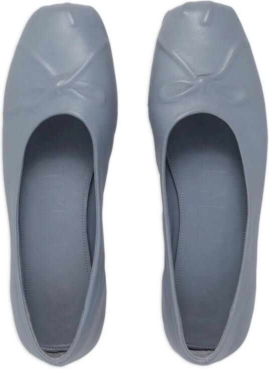 Marni bow-embossed leather ballerina shoes Grey