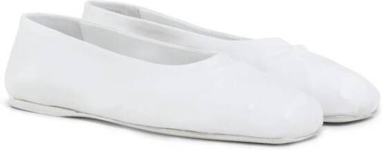 Marni bow-embossed leather ballerina shoes White