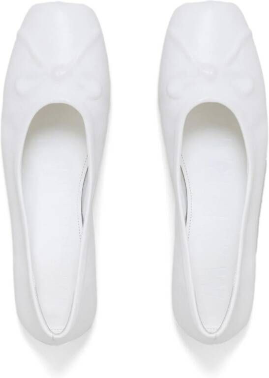Marni bow-embossed leather ballerina shoes White