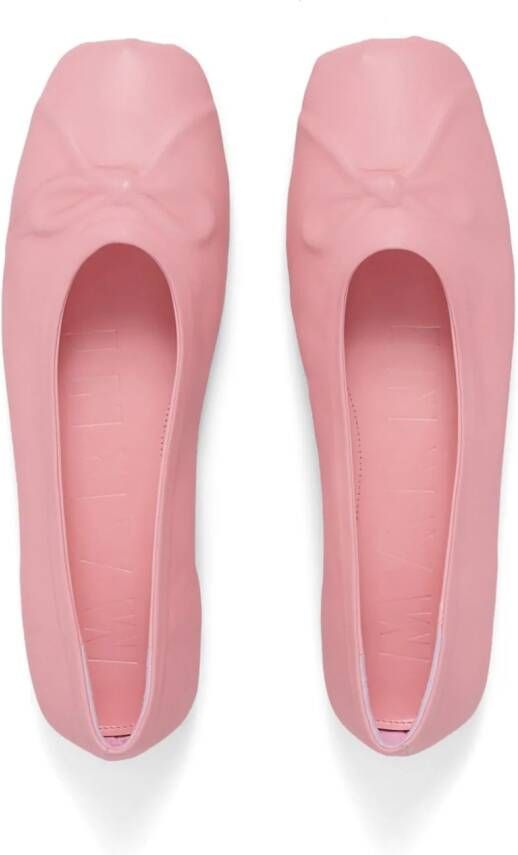 Marni bow leather ballerina shoes Pink
