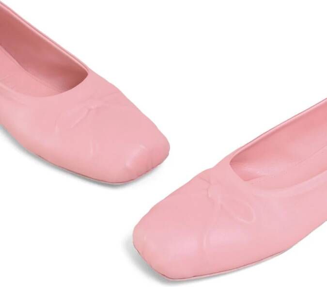 Marni bow leather ballerina shoes Pink