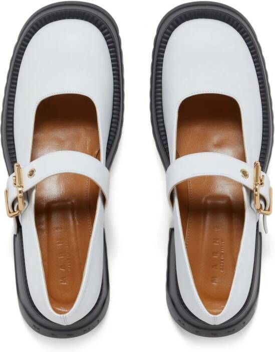 Marni buckle-fastening leather loafers White