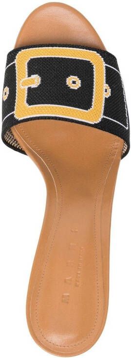 Marni buckle-knit slip-on sandals Black
