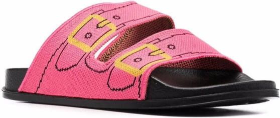 Marni buckle-print double-strap slides Pink