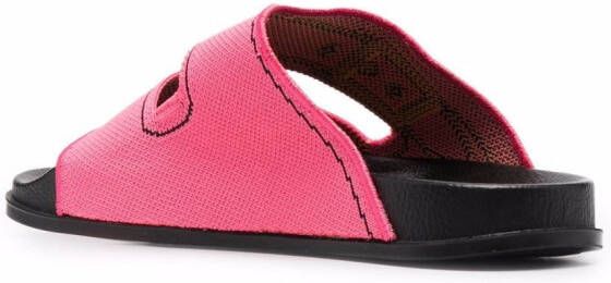 Marni buckle-print double-strap slides Pink