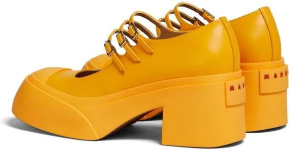 Marni buckle-strap leather pumps Yellow