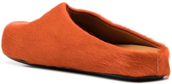 Marni Fussbet Sabot calf-hair slippers Orange