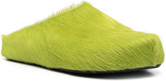 Marni calf hair slippers Green