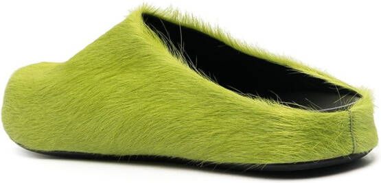Marni calf hair slippers Green