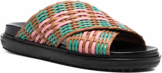 Marni criss-cross flat sandals Brown