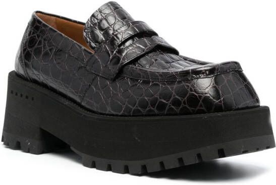 Marni crocodille-effect chunky loafers Black