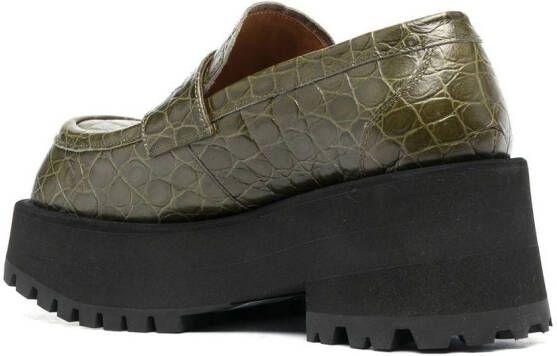 Marni crocodille-effect chunky loafers Green