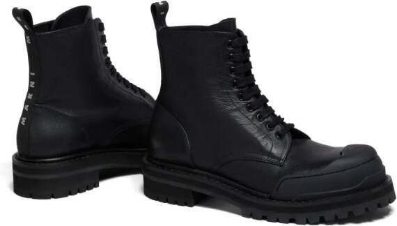 Marni Dada Army leather combat boots Black