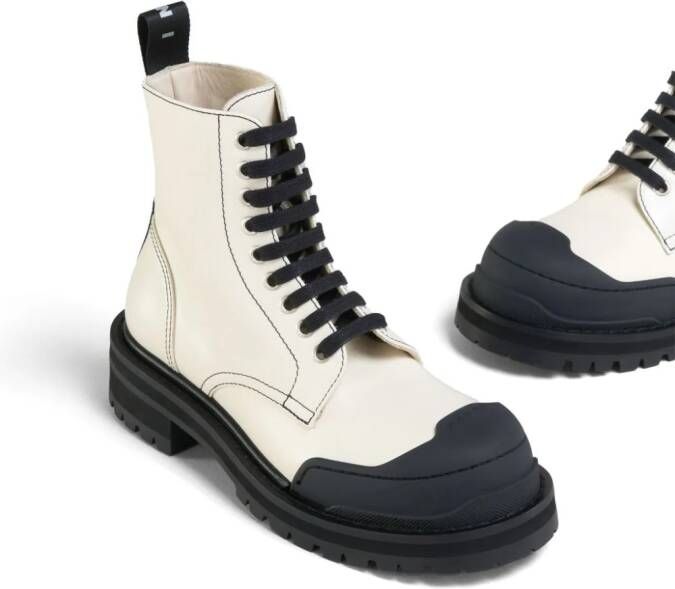 Marni Dada Army leather combat boots White