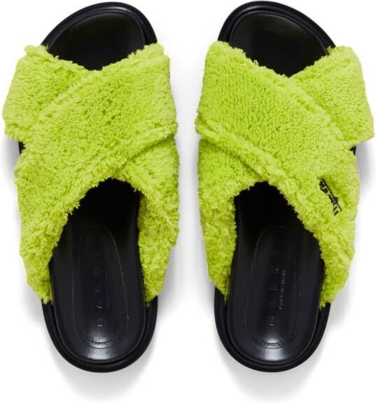 Marni embroidered-logo sandals Green