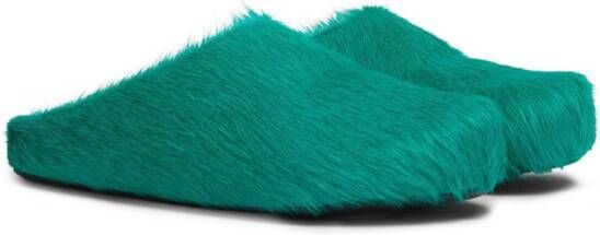 Marni faux fur clogs Green
