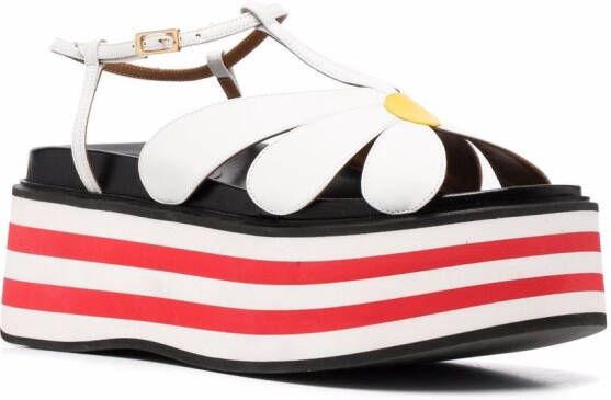 Marni floral-appliqué platform sandals White
