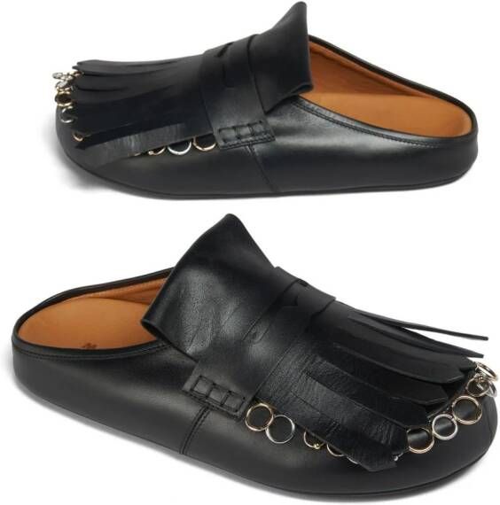 Marni fringed leather sandals Black