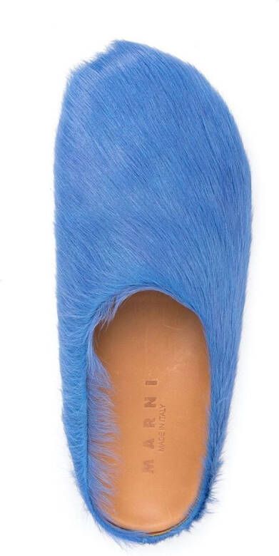Marni Fussbet Sabot calf-hair slippers Blue