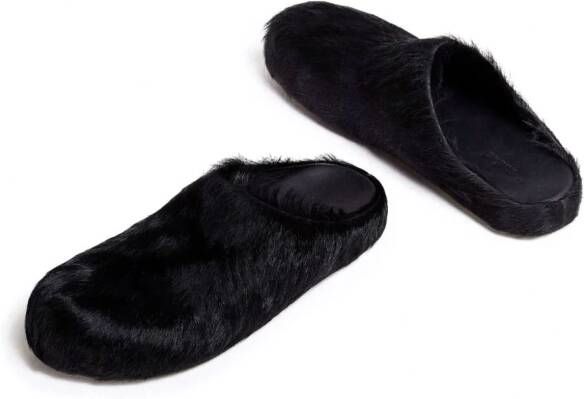 Marni Fussbet Sabot calf-hair slippers Black