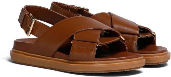Marni Fussbet leather sandals Brown