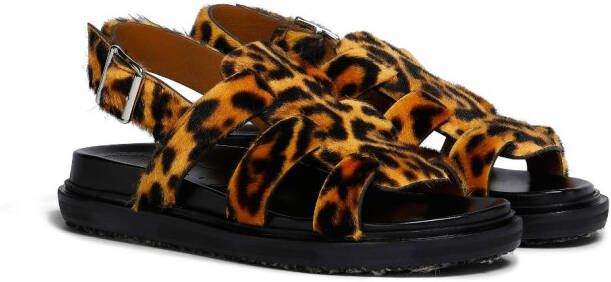 Marni leopard-print gladiator sandals Brown