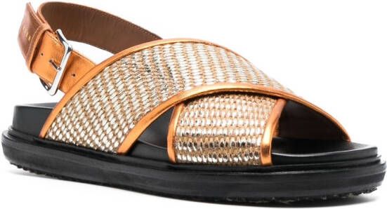 Marni Fussbett metallic raffia sandals Orange