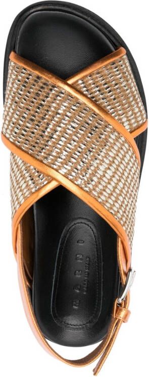 Marni Fussbett metallic raffia sandals Orange