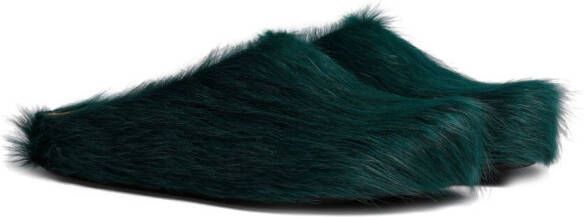 Marni Fussbett Sabot calf-hair slippers Green