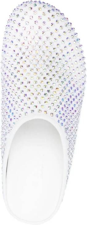 Marni glass-crystals leather slippers White