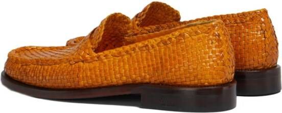 Marni interwoven-design leather loafers Orange