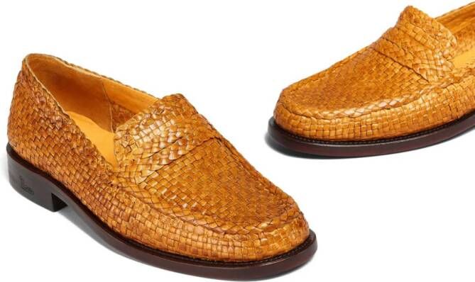 Marni interwoven-design leather loafers Orange