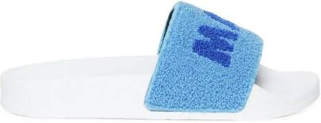 Marni Kids branded terrycloth slides Blue