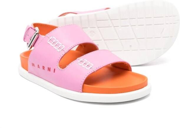 Marni Kids buckled leather sandals Pink
