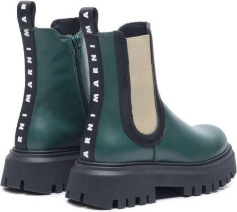 Marni Kids chunky ankle leather boots Green