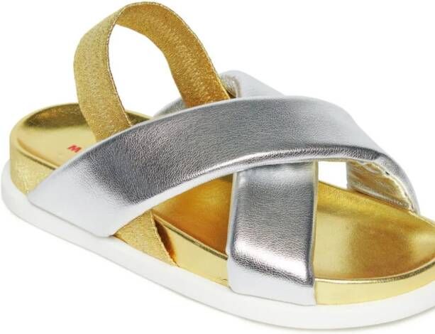 Marni Kids Criss-cross sandals in faux leather Silver