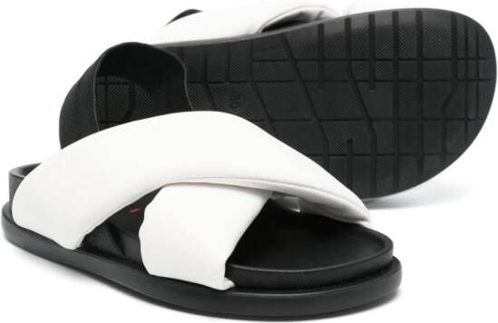 Marni Kids crossover-strap leather sandals White