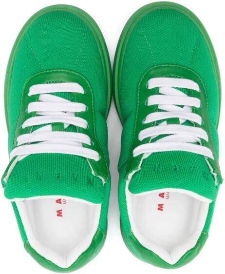 Marni Kids embroidered-logo knitted sneakers Green