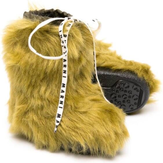 Marni Kids faux-fur knee-length boots Green