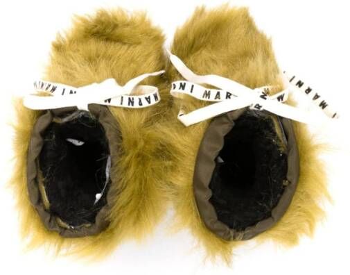 Marni Kids faux-fur knee-length boots Green