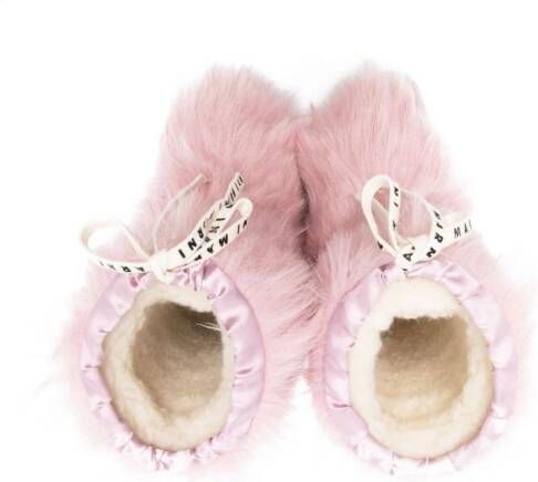 Marni Kids faux-fur knee-length boots Pink