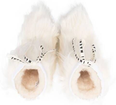 Marni Kids faux-fur knee-length boots White