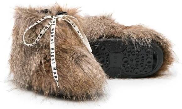 Marni Kids faux-fur lace-up boots Brown