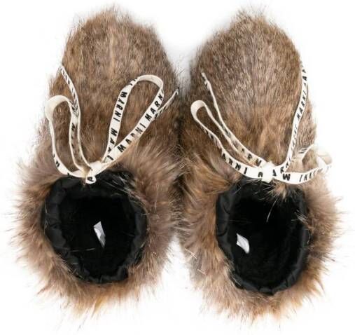 Marni Kids faux-fur lace-up boots Brown